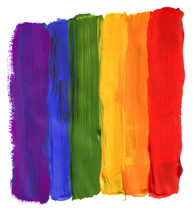 6 stripes of thick paint in rainbow colors