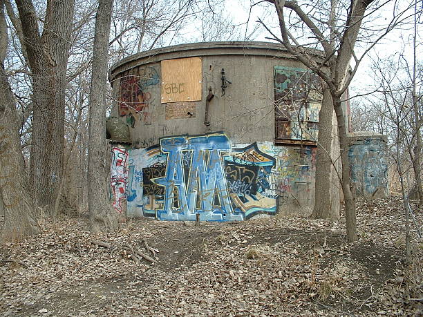 Graffiti On The Old Pump stock photo