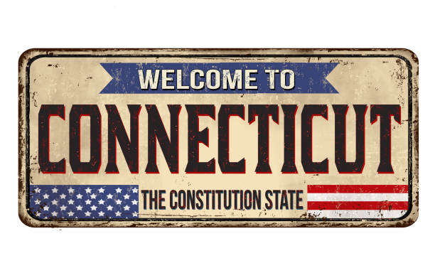 Welcome to Connecticut vintage rusty metal sign on a white background, vector illustration