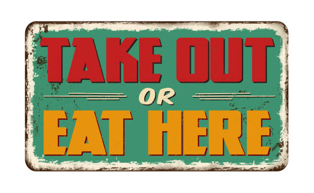 istock Take out or eat here vintage rusty metal sign 1396935518