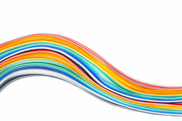 resumo de arco-íris ondulado cores de papel fundo textura - wave curl - fotografias e filmes do acervo