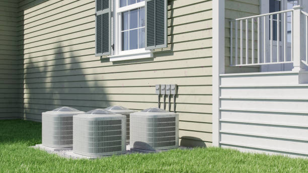 hvac heating and air conditioning outdoor units - air duct fotos imagens e fotografias de stock