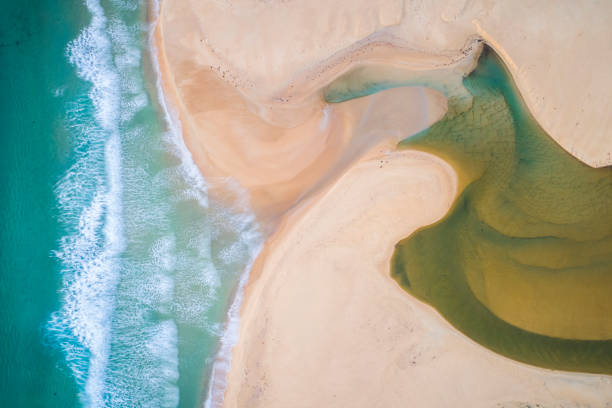 istock Aerial view of coastal swirl patterns 1396944555
