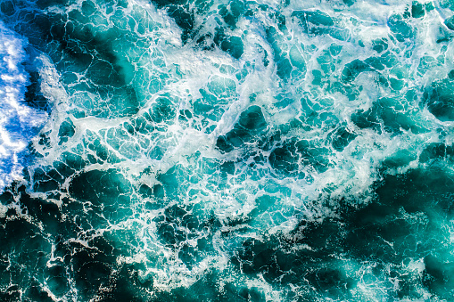 Close up of turquoise swirling ocean waters