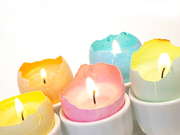 eggshell candles stock photo