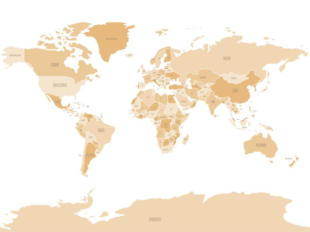 Simplified smooth border World map vector art illustration