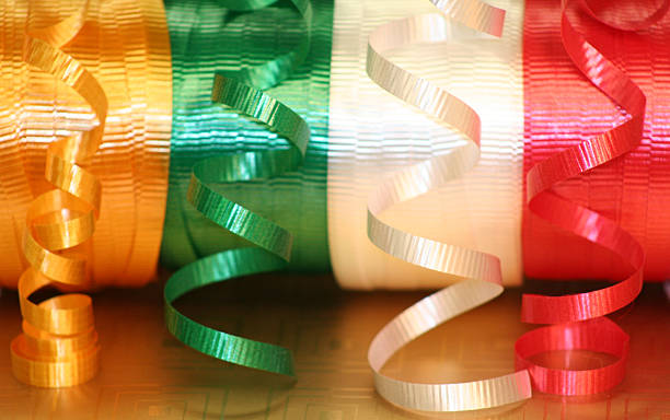 curly loops from a ribbon bow stock photo