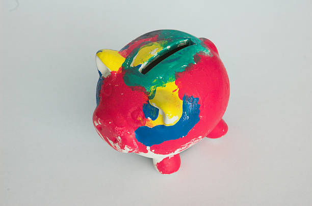 Piggy bank A piggy bank painted by a child plutocracy stock pictures, royalty-free photos & images