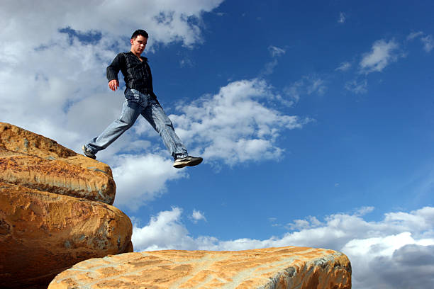 istock Man walking the corporate ladder 139695416