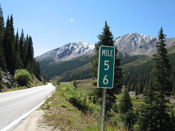 Mile 56 Independence pass Mile 56 number 58 stock pictures, royalty-free photos & images