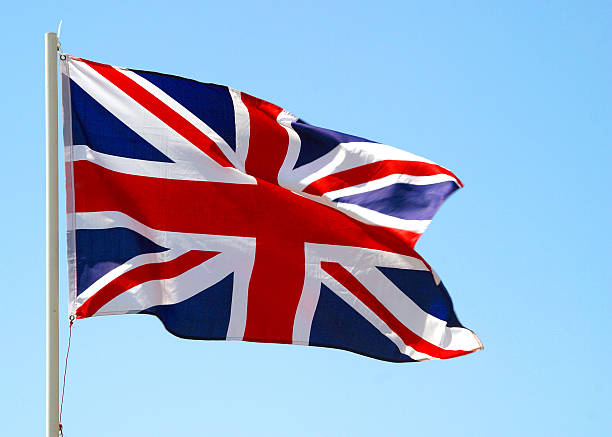 istock The British flag blowing in the wind 139695923