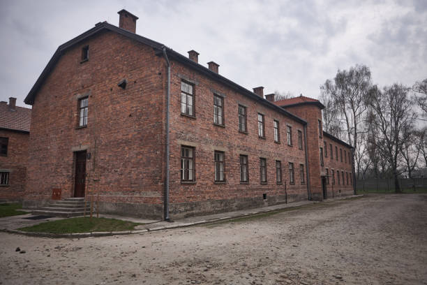Oswiecim, Poland - March 31, 2014 : View of building in the former Nazi concentration camp Auschwitz-Birkenau