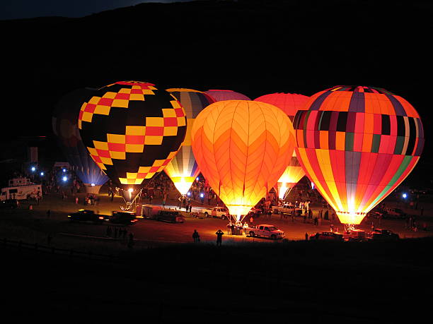 hot air balloons at night