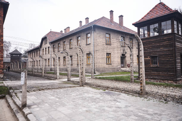 antiguo campo de concentración nazi de auschwitz-birkenau - birkenau fotografías e imágenes de stock