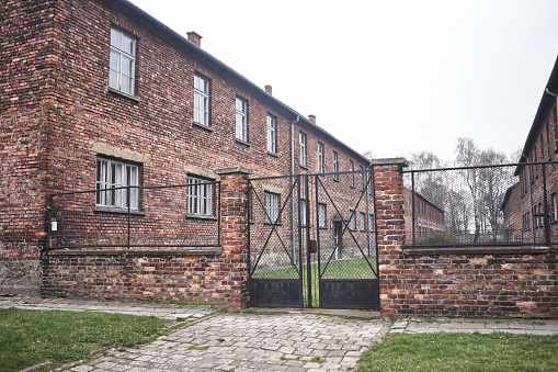 Oswiecim, Poland - March 31, 2014 : View of building in the former Nazi concentration camp Auschwitz-Birkenau