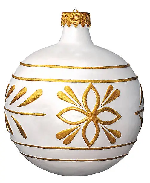 white and gold chrismas ornament