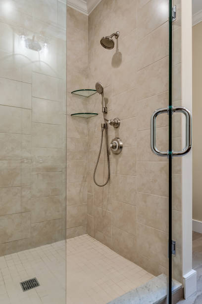 istock Good size shower with glass door 1396966549
