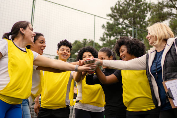 istock Women's soccer team greeting before the game 1396966748