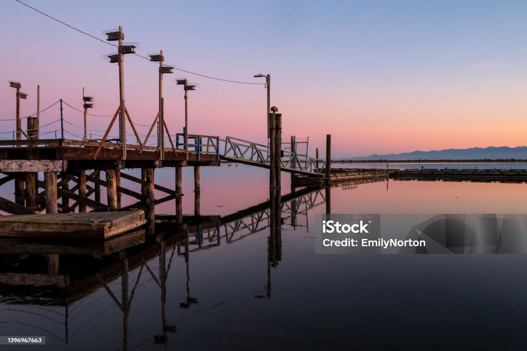 Esquimalt Lagoon Sunset Calm waters at Esquimalt Lagoon at dusk. BC Stock Photo