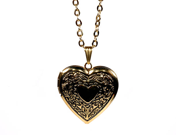 coração colar - gold jewelry necklace locket imagens e fotografias de stock