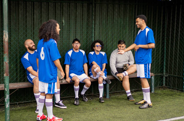 istock Soccer team talking before the game 1396969013