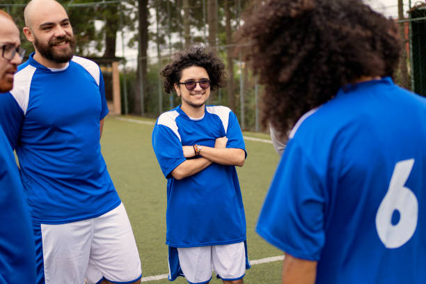 istock Soccer team talking before the game 1396969017