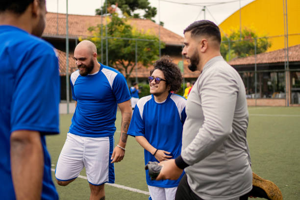 istock Soccer team warming up before the game 1396969023