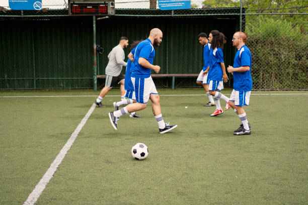 istock Soccer team warming up before the game 1396969036