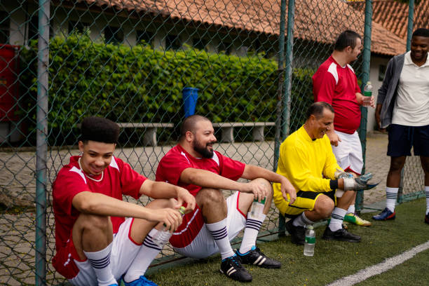 istock Soccer players talking after the game 1396969127