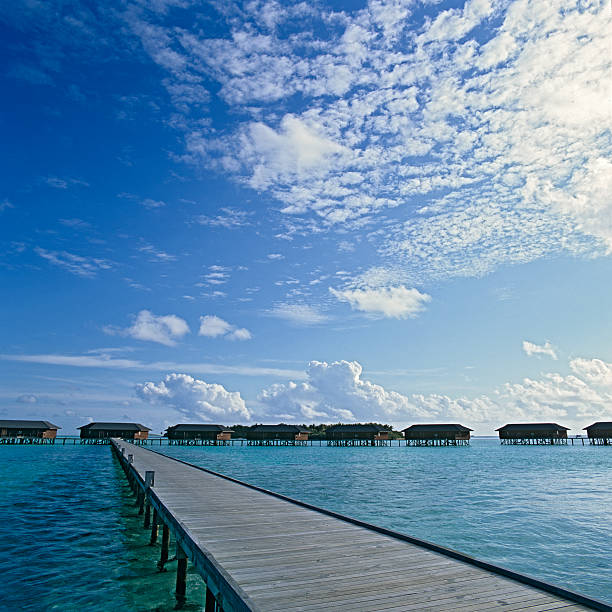Overwater bungalows in the Maldives 2 stock photo
