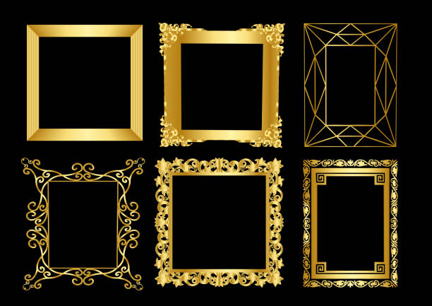 Double golden frame (diptych) for paintings, mirrors or photos isolated on white background Old Antique Gold frame Isolated Decorative Carved Wood Stand Antique Gold Frame Isolated On White Background baka stock illustrations