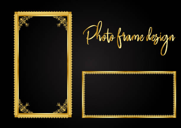 Double golden frame (diptych) for paintings, mirrors or photos isolated on white background Old Antique Gold frame Isolated Decorative Carved Wood Stand Antique Gold Frame Isolated On White Background baka stock illustrations