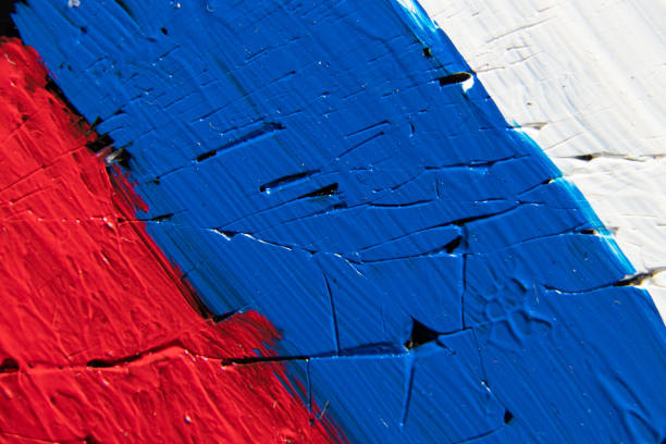 istock Russian flag painted on glass as a background, stop the war 1396971368