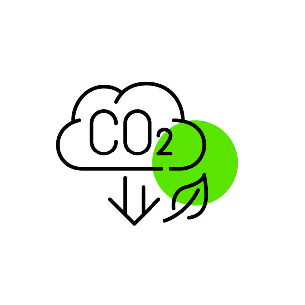 ilustrações, clipart, desenhos animados e ícones de redução de emissões de dióxido de carbono. pixel perfeito, ícone de arte da linha de traçado editável - changing form climate global warming vector