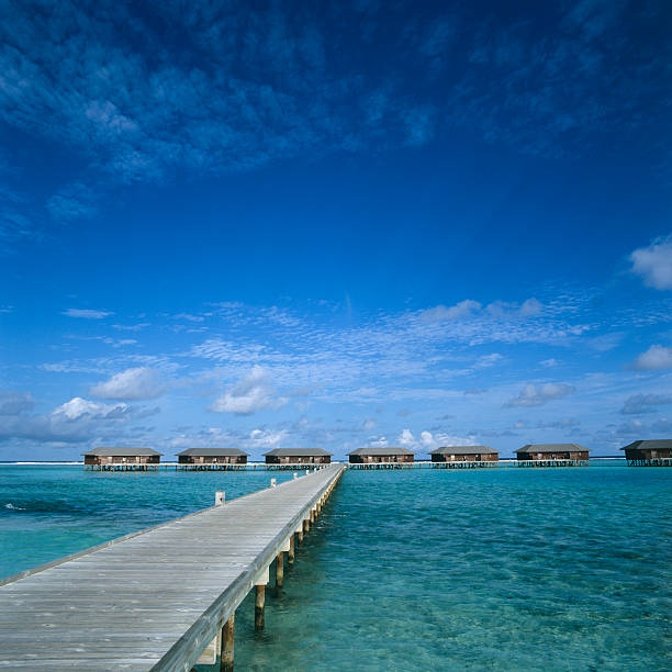 Overwater bungalows in the Maldives 1 stock photo