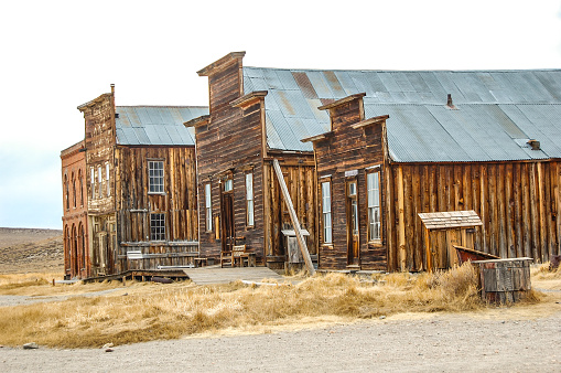 Picture of some of the abandoned buildings left behind in Bodie, California. Bodie is a ghost town that has now become a historical state park.