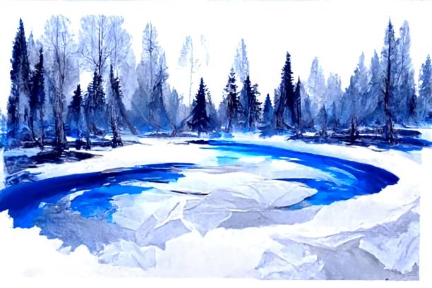 замерзшее озеро - aa011 stock illustrations