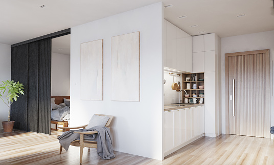 modern apartment room interior. 3d rendering design concept