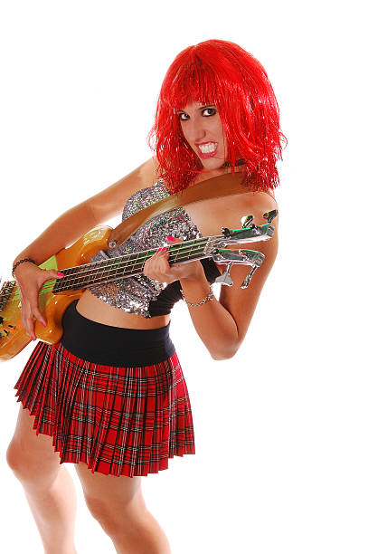 glam rock garota bass - isolated jam - fotografias e filmes do acervo