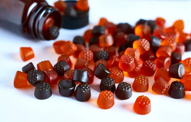 Jelly vitamins for children close-up.