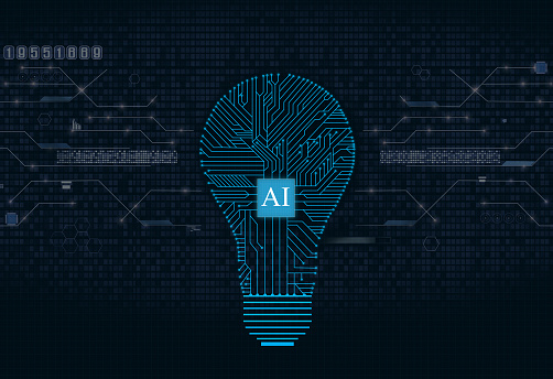 AI bulb circuit computer chip technology.