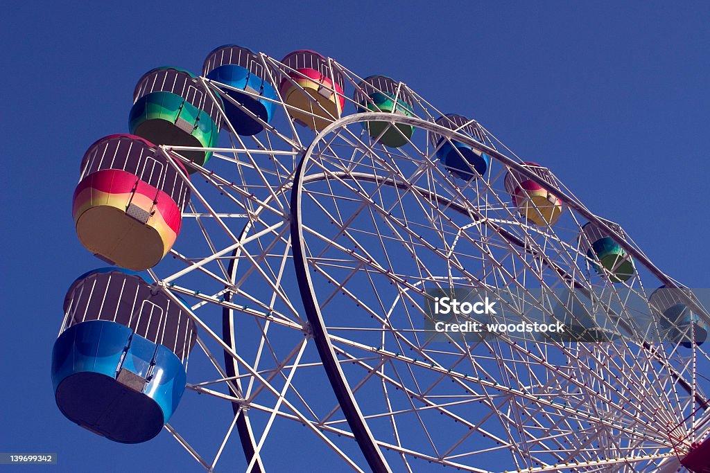 A huge ferris wheel on a sunny day Colourful ferris wheel with blue sky, Luna Park, Sydney, Australia Agricultural Fair Stock Photo