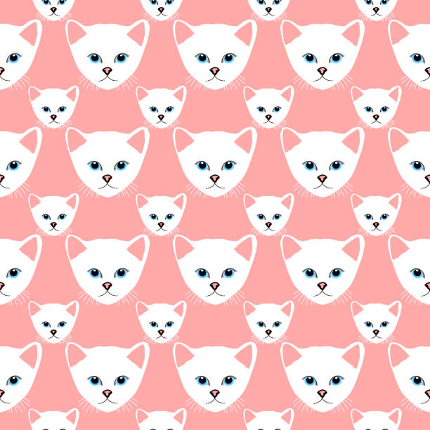 cat seamless pattern, illustration, vector Seamless pattern with cute colorful Kittens. Creative childish pink texture. Great for fabric, textile Vector Illustration baka stock illustrations