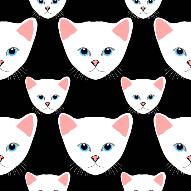 cat seamless pattern, illustration, vector Seamless pattern with cute colorful Kittens. Creative childish pink texture. Great for fabric, textile Vector Illustration baka stock illustrations