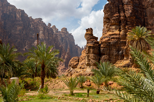 Vistas del valle de Wadi Al Disah en la región de Tabuk en el oeste de Arabia Saudita photo