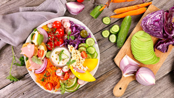 istock colorful mixed vegetable salad,  toast and sauce 1396995273