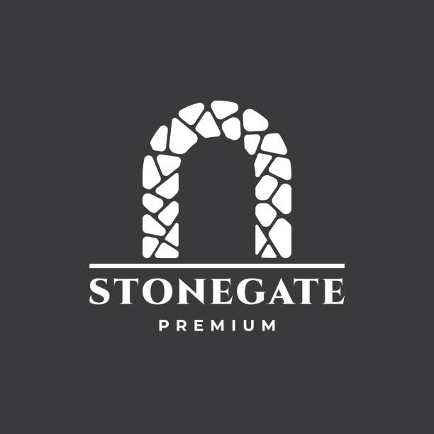 창조적 인 게이트 로고 디자인 - castle gate stock illustrations