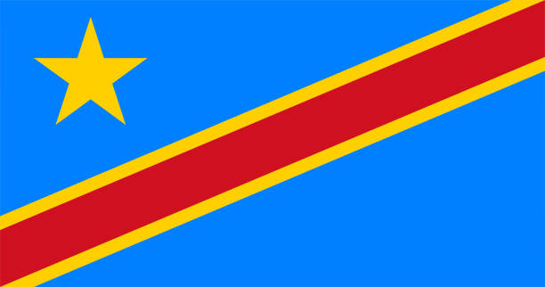 illustrazioni stock, clip art, cartoni animati e icone di tendenza di bandiera della repubblica democratica del congo - congolese flag