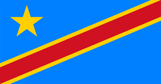 флаг демократической республики конго - congolese flag stock illustrations