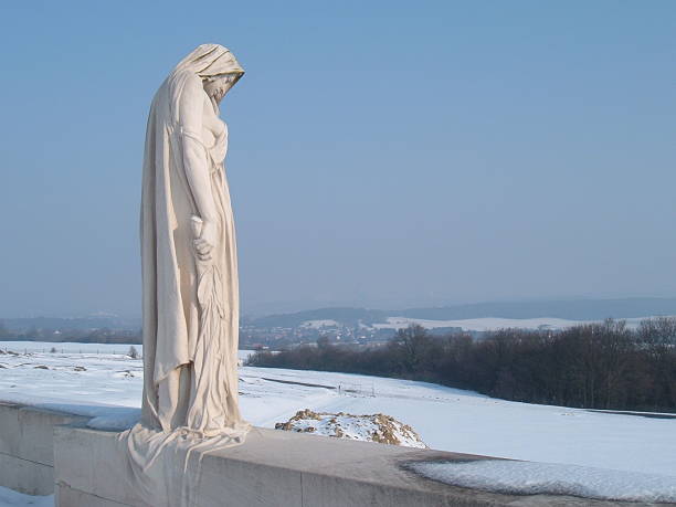 Vimy Ridge Memorial A staute at Vimy Ridge Memorial vimy memorial stock pictures, royalty-free photos & images